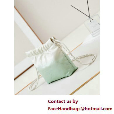 Chanel Patent Gradient Calfskin  &  Lacquered Metal CHANEL 22 Mini Handbag AS3980 White/Light Green 2025